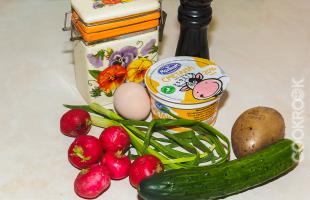 продукты для салата из редиса и огурцов