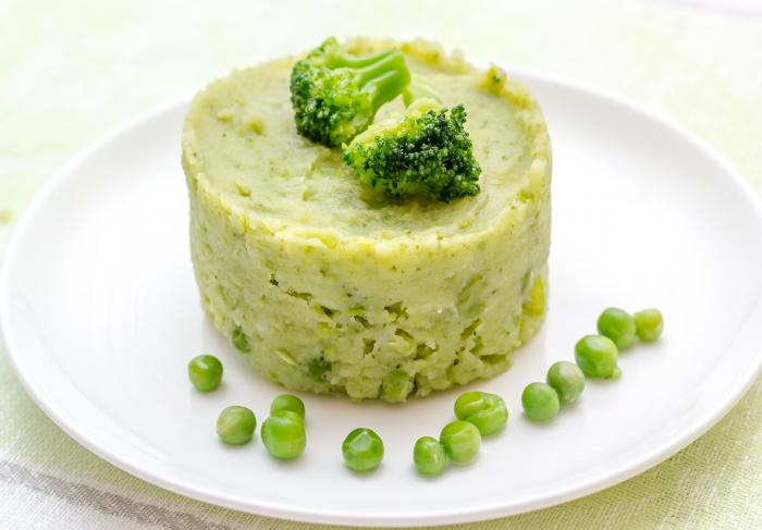 Рецепт картофельного пюре с брокколи и зелёным горошком