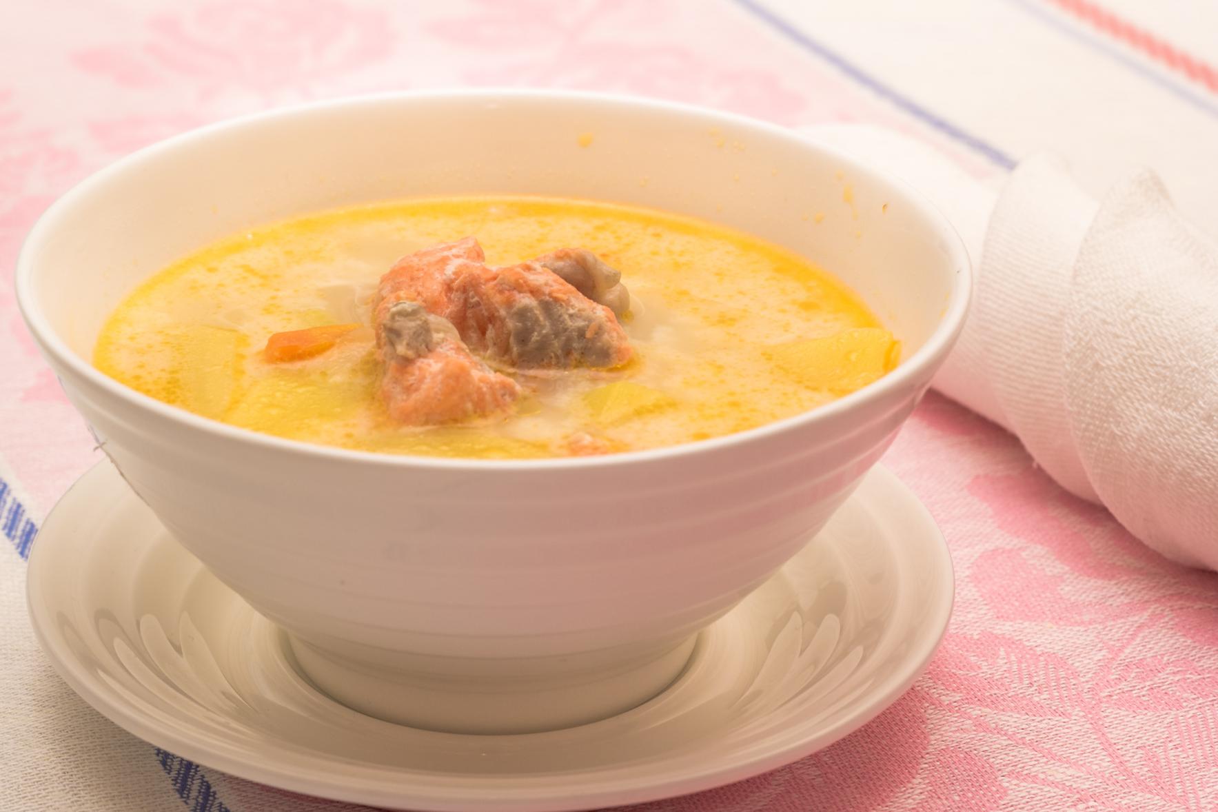 Рецепт сливочный суп с лососем в мультиварке